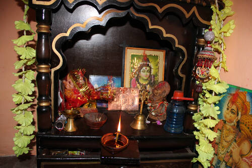 Pooja Ghar, a special room built in the house. Dated 7102020 Srinagar Garhwal Uttarakhand India.