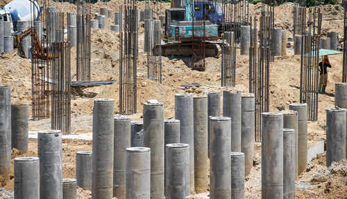 foundation concrete pile under ground for base construction